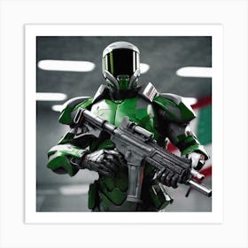 Soldier Holding A Gun Art Print