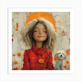 Little Girl With Dog Art Print