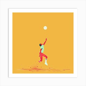 Volleyball Player Jumping For The Ball Art Print