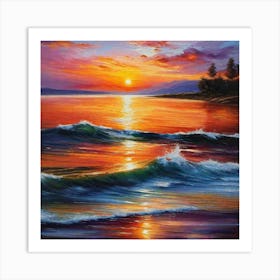 Sunset Over The Ocean 25 Art Print