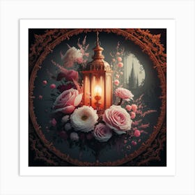 Roses And Lantern Art Print