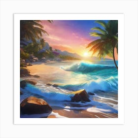 Sunset At The Beach 29 Art Print