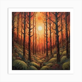 Sunset In The Forest 5 Art Print