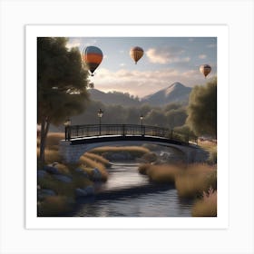 Hot Air Balloons Landscape 22 Art Print