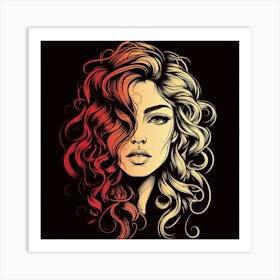 Girl With Curly Hair Art Print