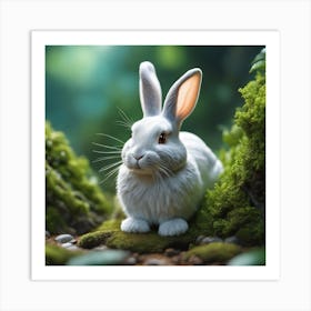 White Rabbit In The Forest 4 Art Print