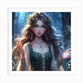 Fairy Girl In The Forest 5 Art Print