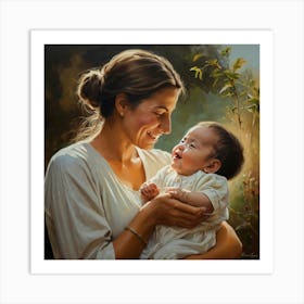 Default The Painting Portrays A Tender Moment Between A Newbor 2 Art Print