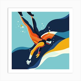 Scuba Diver Illustration Art Print