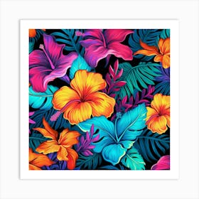 Hawaiian Tropical Seamless Pattern Art Print