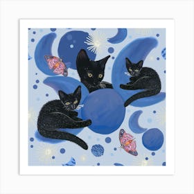 Black Cat Moon Art Print