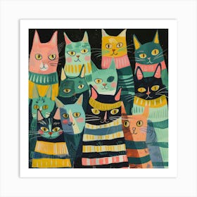 Cats In Sweaters Art Print