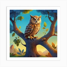 Owl In The Tree Art Print