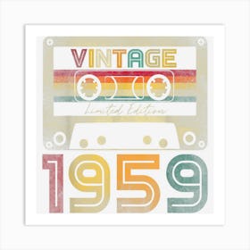 Vintage 1959 Cassette Tape 64th Birthday 64 Years Old Art Print