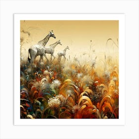 Giraffes In The Grass Art Print