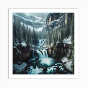 Waterfall Snow 3 Art Print