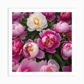 Mass Plantings Of Peonies Art Print