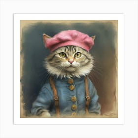 Cat In A Pink Hat 1 Art Print