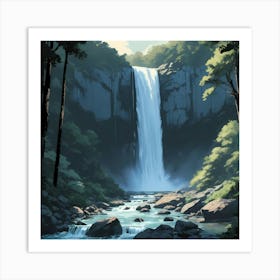 Flowing Waterfall Art Print