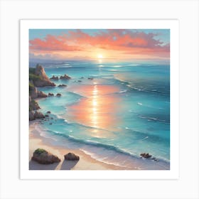 Sunset At The Beach Art Print