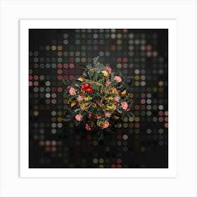 Vintage Red Thorn Apple Fruit Wreath on Dot Bokeh Pattern n.0420 Art Print
