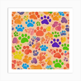 Dog And Cat Paws Pattern Art Print