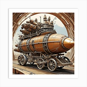 Steampunk Mobile Cubism Style Art Print