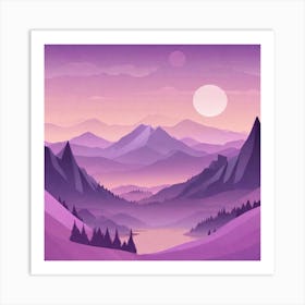 Misty mountains background in purple tone 72 Art Print