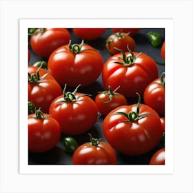 Red Tomatoes On Black Background 4 Art Print