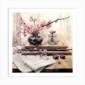 Sakura Blossoms, Ink Lettering Art Print