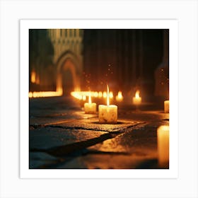 Lit Candles In A Church 3 Art Print