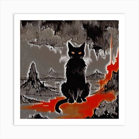 Cat On Fire Art Print