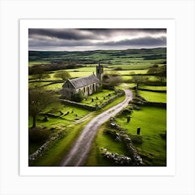 Rural Aerial Village Norman Grass Cemetery Cloudy Old Air Gravestone Mediaeval Architectu (7) Art Print