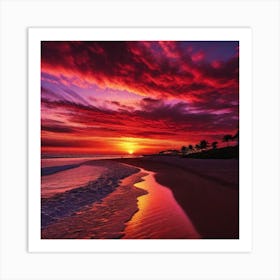 Sunset On The Beach 1083 Art Print