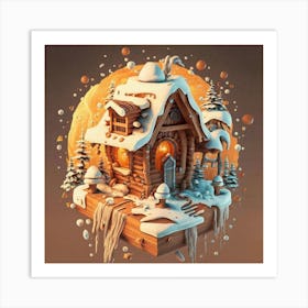 Wooden hut snow 13 Art Print