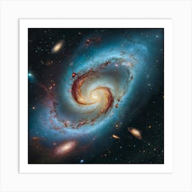 An Illustration Of Two Galaxies Colliding With Eac Art Print