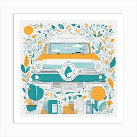 Vintage Car Illustration 1 Art Print