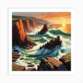 Sunset On The Cliffs 3 Art Print