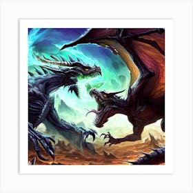 Two Dragons Fighting 6 Art Print