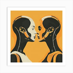 Androids Face 2 Face Art Print