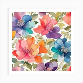 Watercolor Flowers Art Print