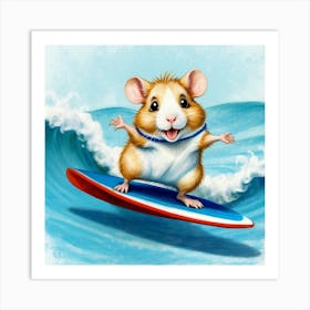 Hamster On A Surfboard 6 Art Print