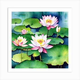 Lotus Flower Painting 10 Art Print