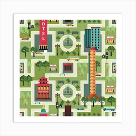 City Seamless Pattern Art Print