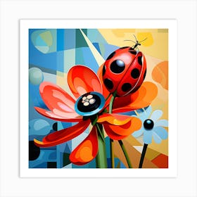 Ladybug On A Flower Art Print