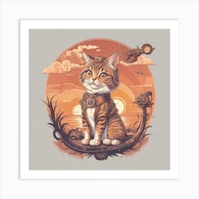 Steampunk Cat Art Print