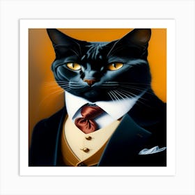 Cat In A Suit Art Print