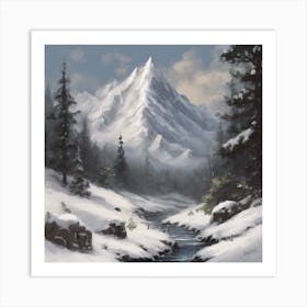 Snowy Mountain Stream 1 Art Print