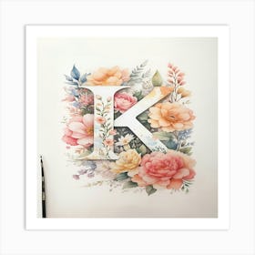 Watercolor Letter K Art Print