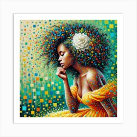 Afro Girl In Yellow Dress Art Print